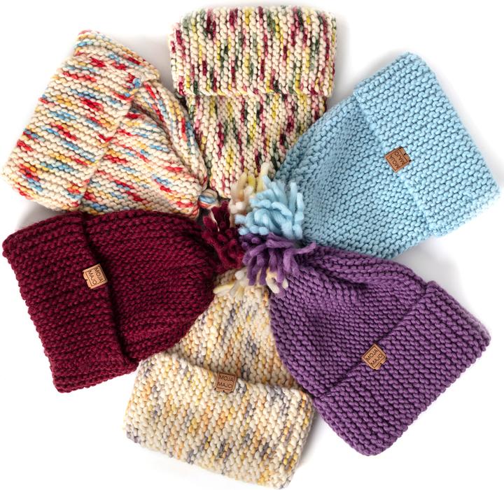 Image du produit Moja Majo Bonnet de laine enfant Rose One Size, jaune chiné