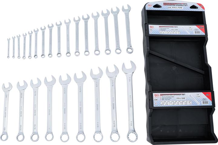 Actual product image BGS Combination Spanner Set Inch Sizes 1/4" - 1.1/4" 25 pcs. (11/32", 9/16", 19/32", 5/8", 9/32", 15/16", 3/8", 5/16", 7/8", 13/16", 3/4", 1/4", 1/2", 11/16", 7/16", 1", 25/32")
