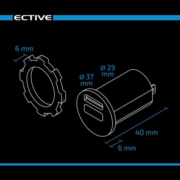 Produktbild Ective USB 3.0 Einbaubuchse mit Spannungsanzeige 12/24V
