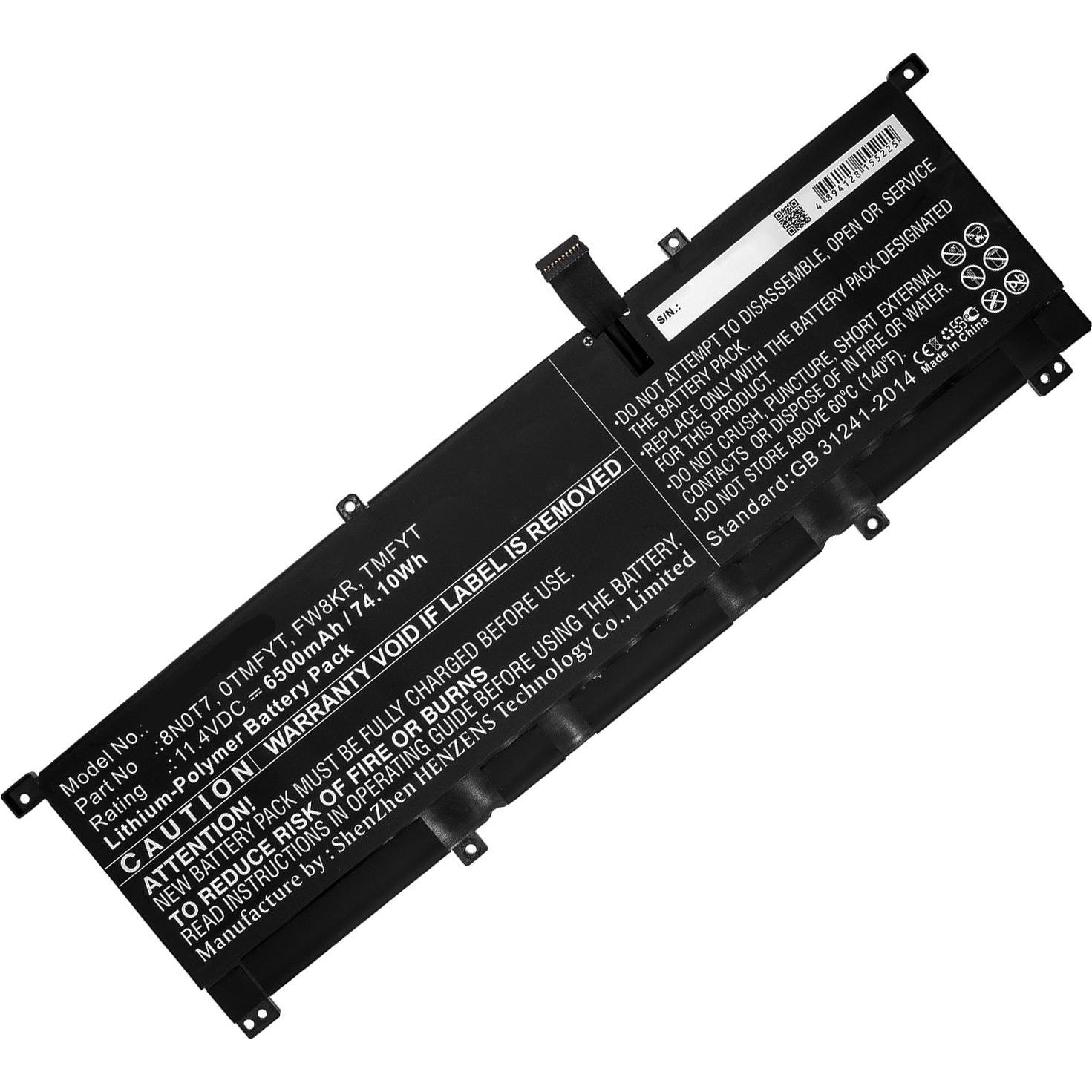 AGI Akku kompatibel mit Dell TMFYT (6500 mAh), Notebook Akku, Schwarz