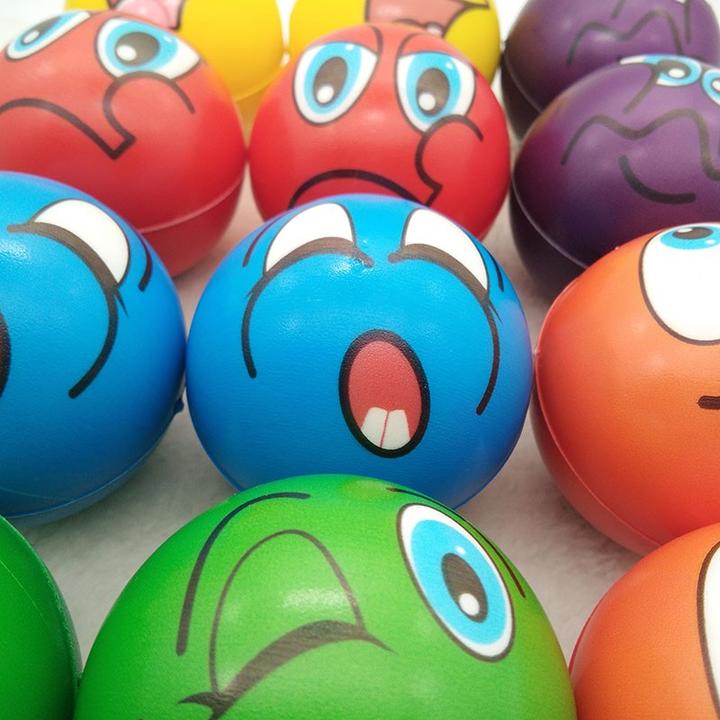 Produktbild I Am Creative Anti-Stress Schaumstoffbälle Emoji, 12er Set, Ø6cm, Fidget Knautschbälle, bunt