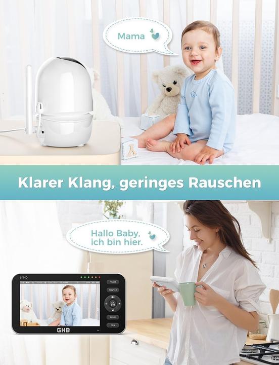 Produktbild GHB Babyphone mit 2 Kameras und 5 Zoll Display (Babyphone mit Kamera)