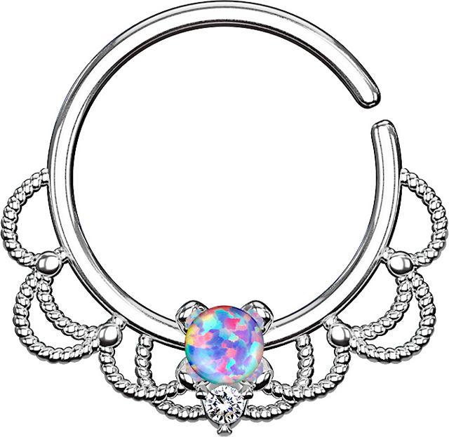 Immagine prodotto Star Piercing Anello per setto in filigrana d'argento con opale viola (Ottone)