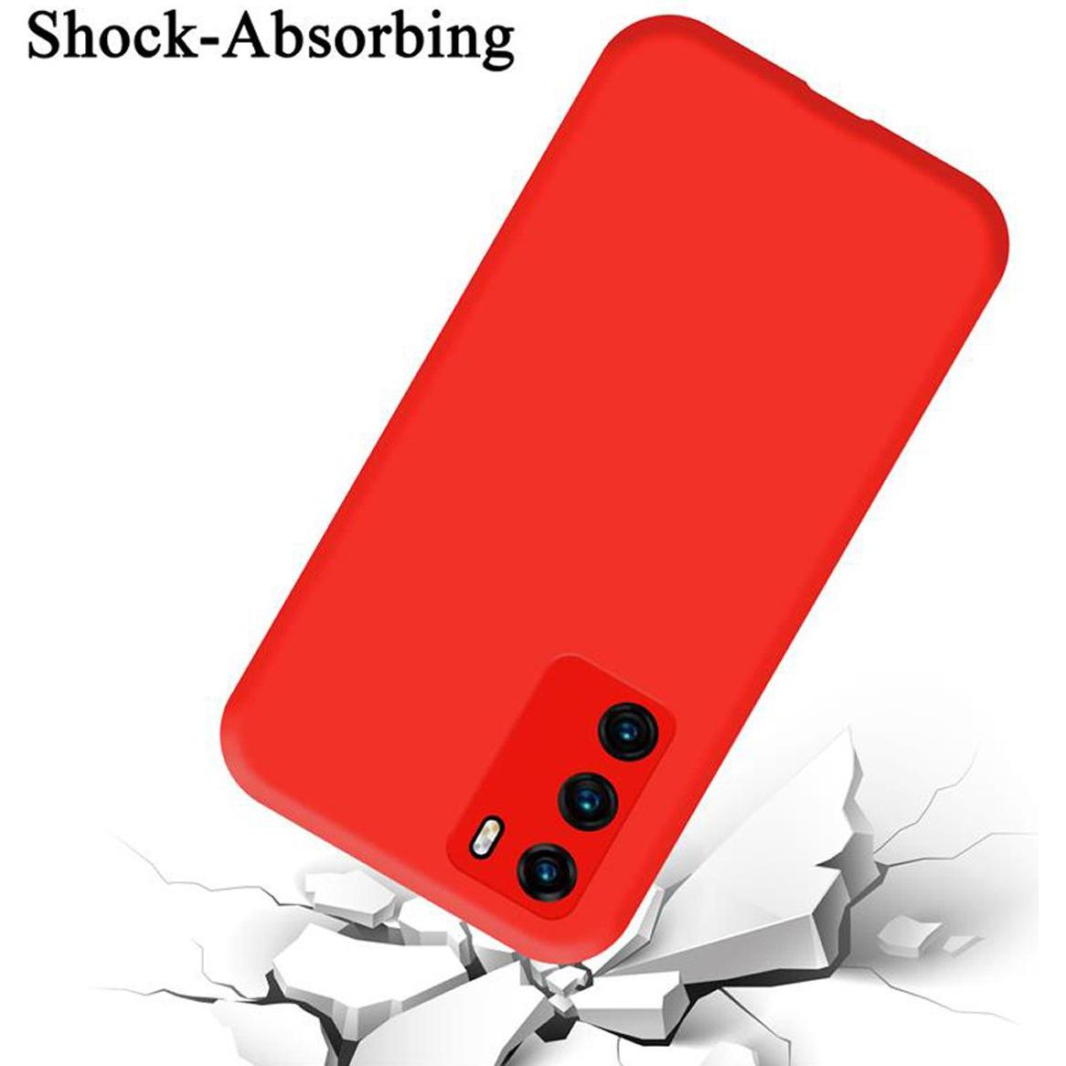 Thumbnail - Cadorabo TPU Liquid Silicone Case Cover (Huawei P40), Smartphone Hülle, Rot