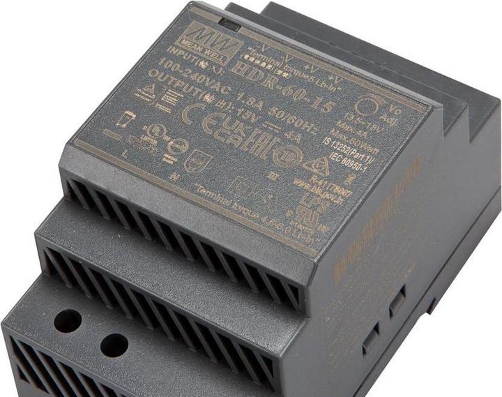 Actual product image MeanWell DIN rail power supply 15 V/DC 4 A 60 W 1 x