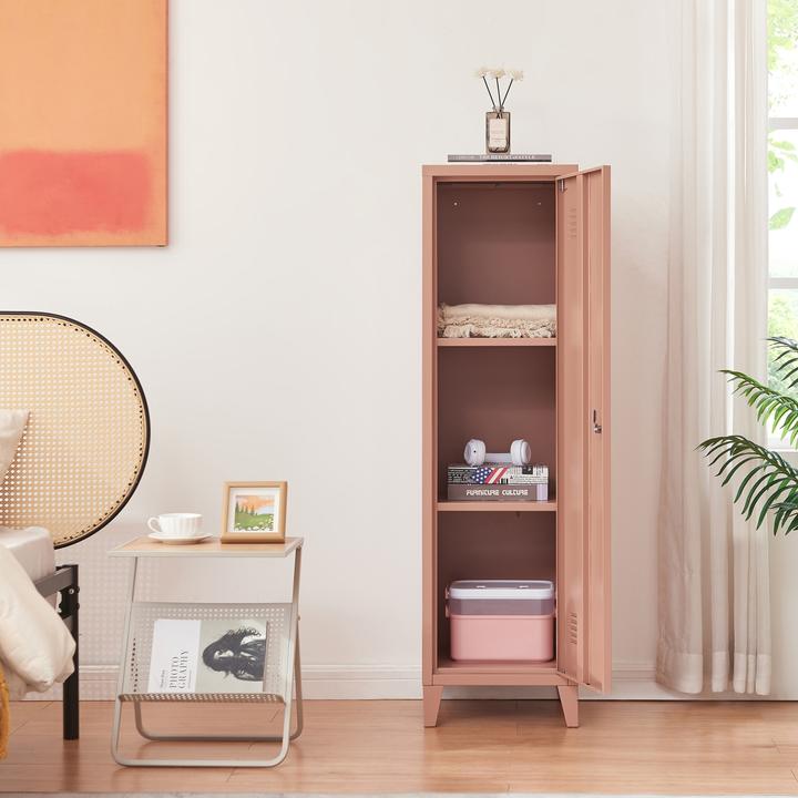 Actual product image En.Casa Einzelspind Kurikka 137x38x38 cm Hellbraun (38 x 38 x 137 cm)