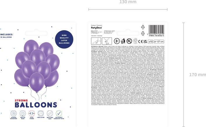 Produktbild Partydeco Strong Balloons 27cm, Metallic Purple (1 pkt / 10 pc.) (10 x)