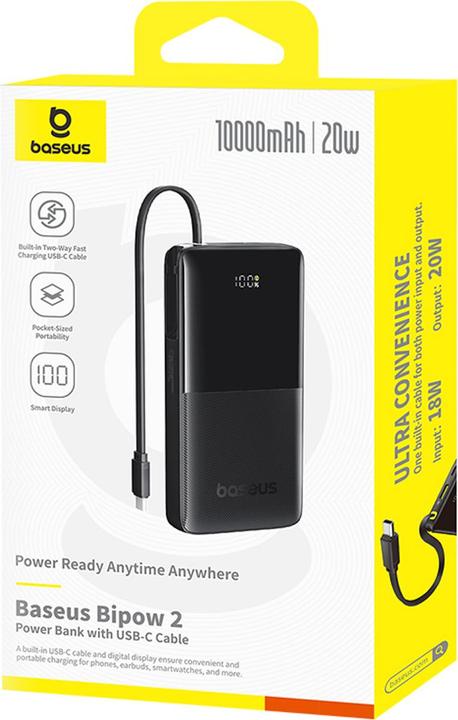 Image du produit Baseus Powerbank Bipow 2 10000mAh 20W (Black) (10000 mAh, 20 W, 37 Wh)