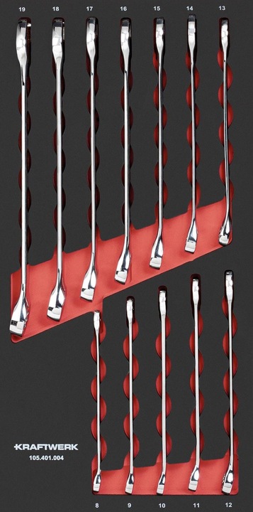 Kraftwerk Inserto del set di chiavi combinate (16 mm, 10 mm, 18 mm, 11 mm, 17 mm, 19 mm, 8 mm, 13 mm, 12 mm, 9 mm, 15 mm, 14 mm)