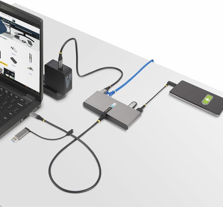 Image du produit StarTech com 5G2A1SGBB-USB-C-HUB, Avec fil, USB 3.2 Gen 1 (3.1 Gen 1) Type-C, 100 W, 10,100,1000,200 (USB-C)