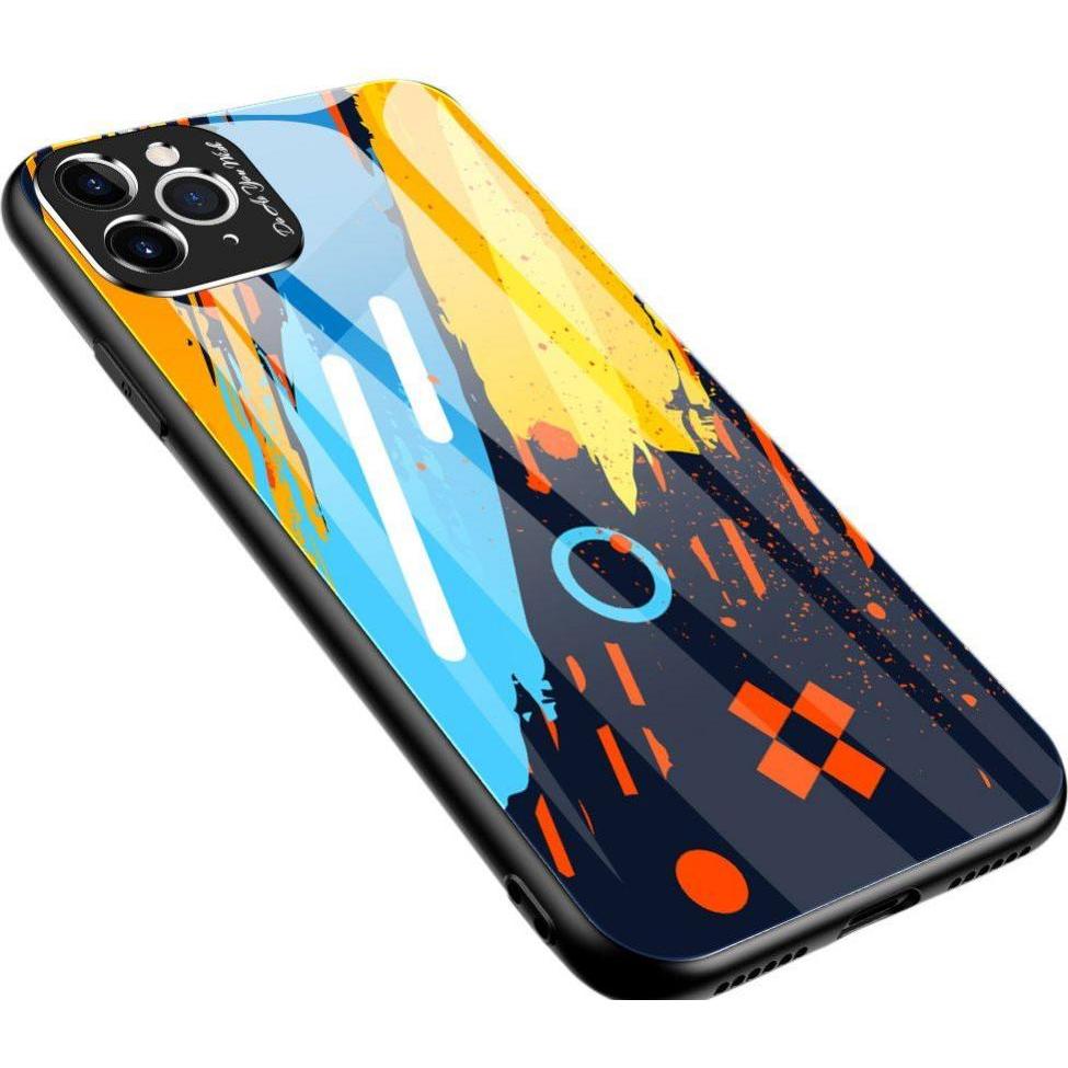Hurtel Color Glass Case Durable Cover with Tempered Glass Back and camera cover iPhone 11 Pro Max pattern 1 (Apple iPhon...