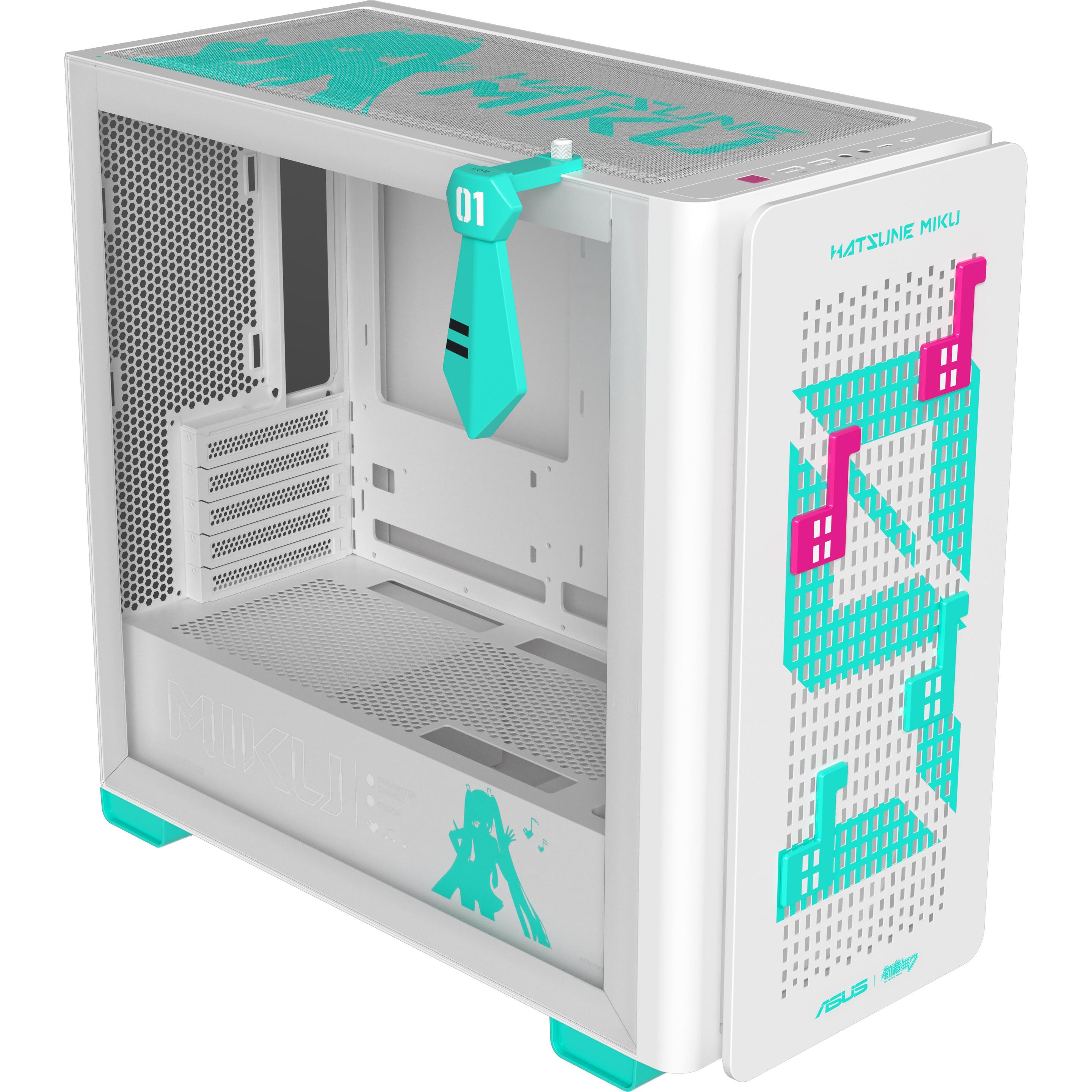 ASUS PC-Gehäuse A23 Hatsune Miku Edition Türkis, Weiss (Mini-ITX, mATX), PC Gehäuse, Weiss, Türkis