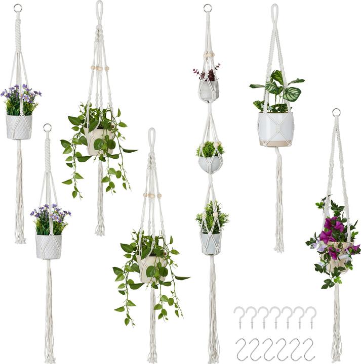 Relaxdays Makramee Blumenampel 7er Set (5 cm)