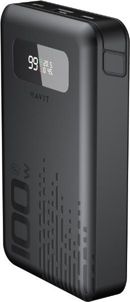 Actual product image Havit - Power Bank (PB5212) - USB-C, LED display, Fast Charge, 100W, 20000mAh, 3.7V - Black (20000 mAh, 100 W)