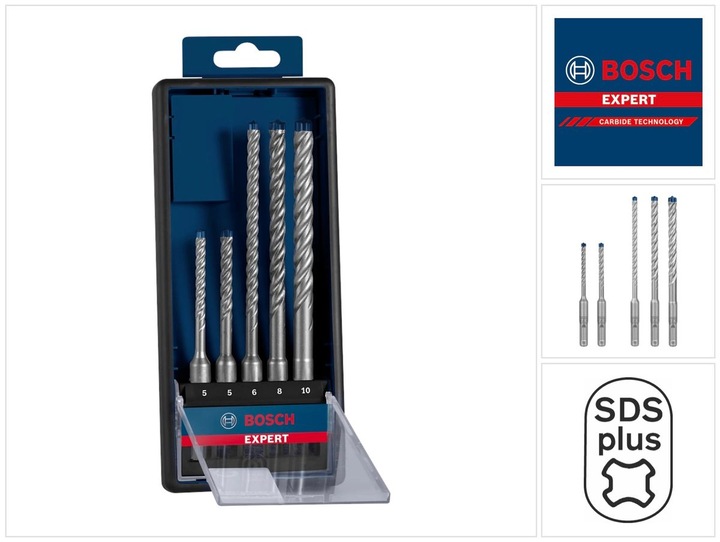 Produktbild Bosch Professional Zubehör EXPERT SDS plus-7X Hammerbohrer-Set, 5/6/6/8/10 mm, 5-tlg. (5, 6, 8, 10 mm)