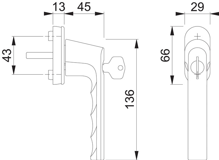 Produktbild Hoppe Fenstergriff Hamburg 0700LS/U26 100NM Aluminium F9714M schwarz matt 32-42 mm abschliessbar (Türgriff)