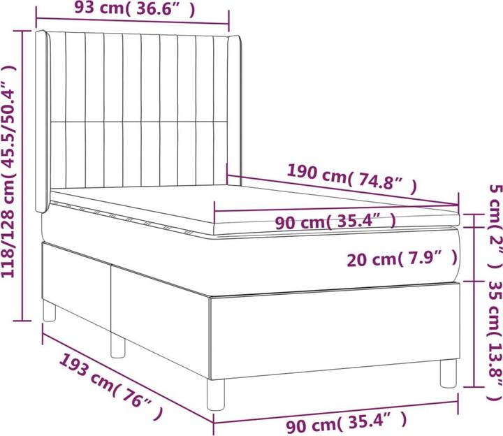 Produktbild vidaXL Boxspringbett (90 x 190 cm)