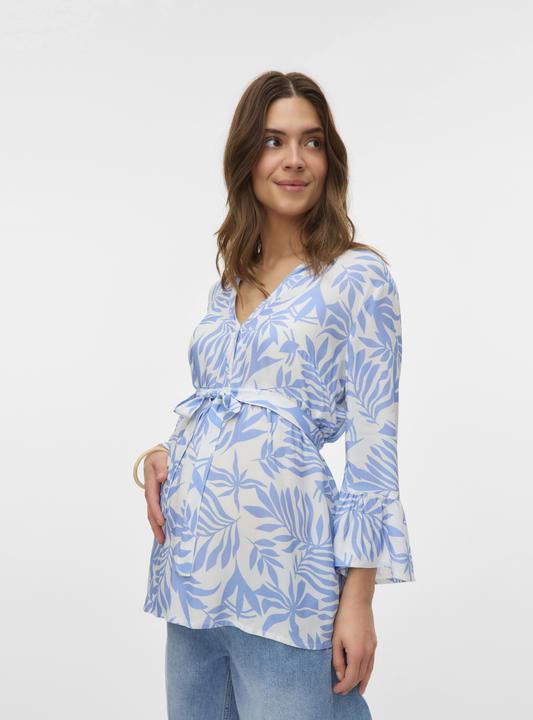 Image du produit Mamalicious Locker geschnitten V-Ausschnitt Ärmelbündchen mit Rüschen Weite Ärmel Top Bluse (S)