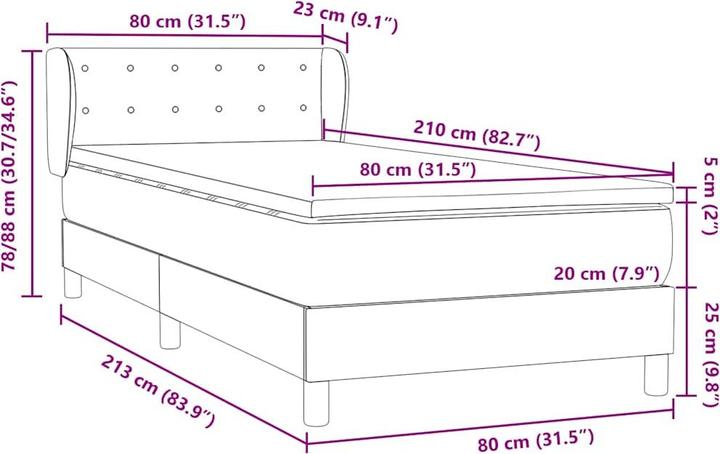 Produktbild vidaXL Boxspringbett (80 x 210 cm)