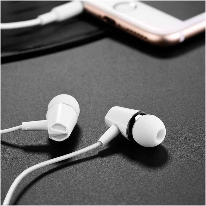 Actual product image Hoco Wired headphones wire earphones Jack 3,5 mm with microphone M34 white (Cable)