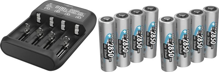 Ansmann Caricabatterie con 8 batterie digitali NiMH Mignon 2650mAh (8 pz., AA, 2650 mAh, Batteria + Caricabatterie)