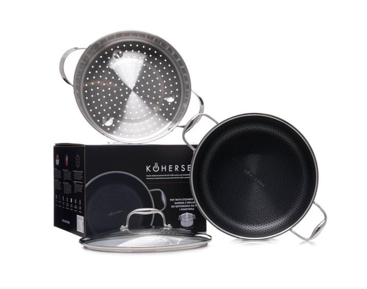 Image du produit Kohersen Garnek z powłoką DIAMOND Black Cube z funkcją gotowania na parze (28 cm  8 3l) (28 cm, Casserole, Acier inoxydable, Aluminium)