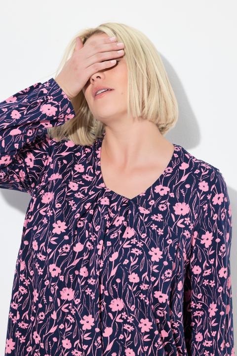 Produktbild Ulla Popken Shirt, Zierfalten, A-Linie, Carree-Ausschnitt, Langarm (50, 52)