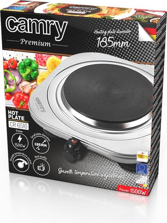 Actual product image Camry CR 6511 Black, Stainless steel Countertop Ceramic 2 zone(s)