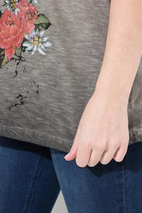 Produktbild Ulla Popken T-Shirt, Trachtenmotiv, Classic, V-Ausschnitt, Halbarm (60)