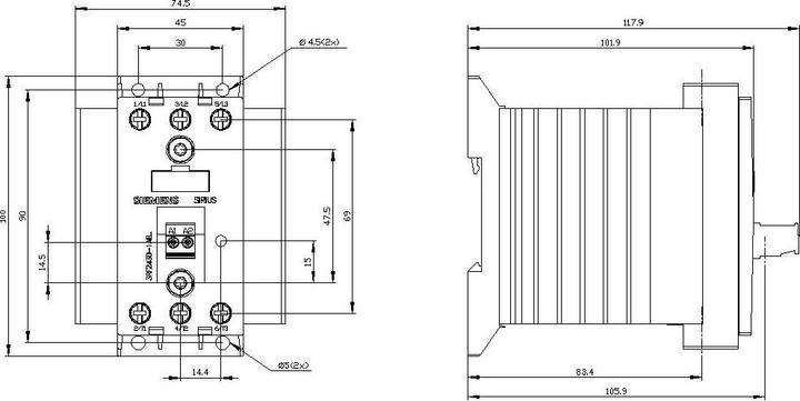 Produktbild Siemens Leistungsschütz 2S 4-30VDC REG 3RF2430-1AB45