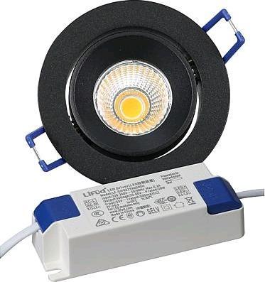 Produktbild Rutec LED-Einbaustrahler 6W 3000K 718lm Konv sw IP40 1LED Alu RF:hochglänzend (718 lm)