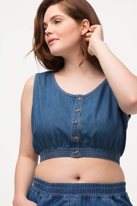 Image du produit Ulla Popken Bustier en coton bio, aspect jean. Col rond. (46, 48)