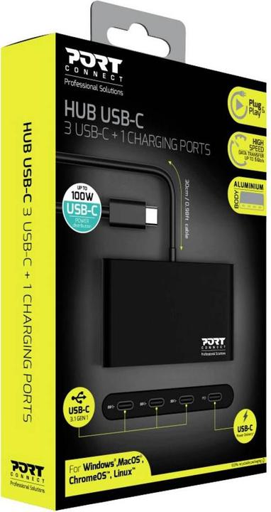 Actual product image Port Designs USB HUB TYPE C - 4 PORTS TYPE C - PD 100W (USB-C, 5 ports)