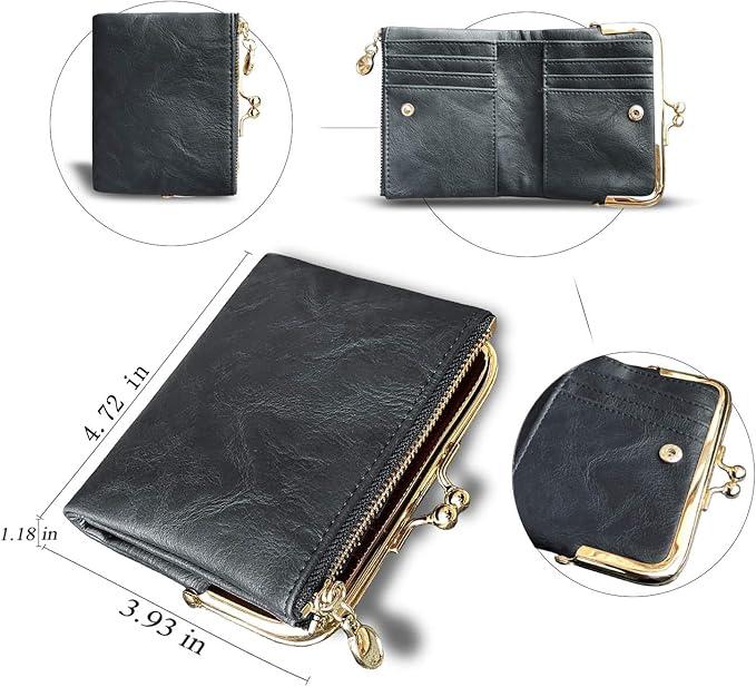 Actual product image Only-Bags.Store Solid colour versatile short wallet, Vintage Clutch Coin Purse Credit Card Holder with