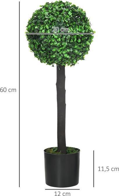Image du produit Swisshandel24 Plantes artificielles, lot de 2 plantes d'intérieur résistantes aux UV, buis de 60 cm, plante (60 cm)