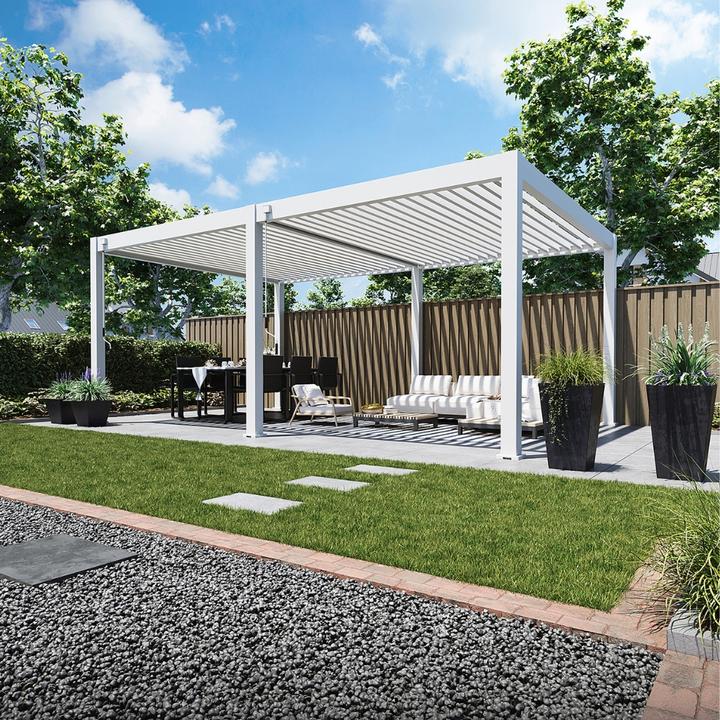 Produktbild Weide Pergola Deluxe Plus 4x6m mit Lamellendach Weiss (400 cm, 600 cm)