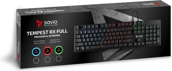 Actual product image Savio Mechanical gaming keyboard Tempest RX FULL Outemu RED, ENG layout (Eng. Int., Cable)