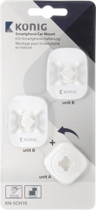 Actual product image König Konig Car Mount for Smartphone, 360 Degree Rotatable, White