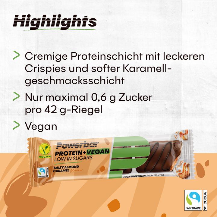 Actual product image Powerbar Protein Plus Low Sugar Vegan (Caramel, Salty almond, 12 pcs., 504 g)