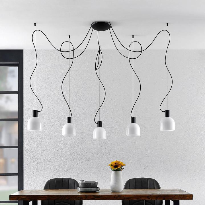 Produktbild Lucande Serina 5 Pendelleuchte Black/Opal (E27)