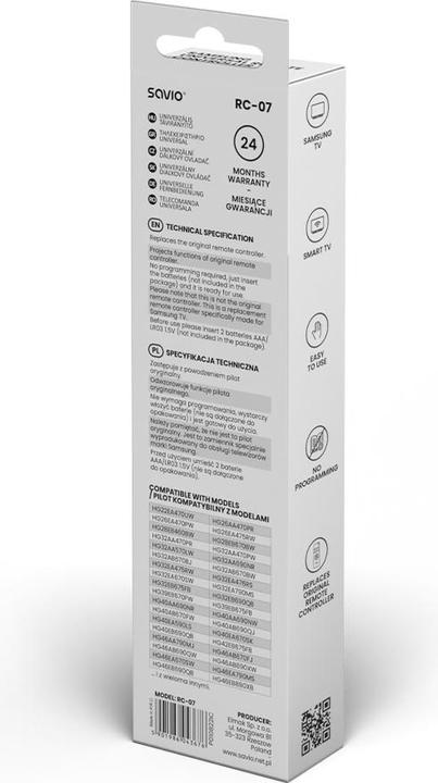 Immagine prodotto Savio RC-07 Telecomando IR senza fili per TV a pressione (Telecomando universale, Miracolo)