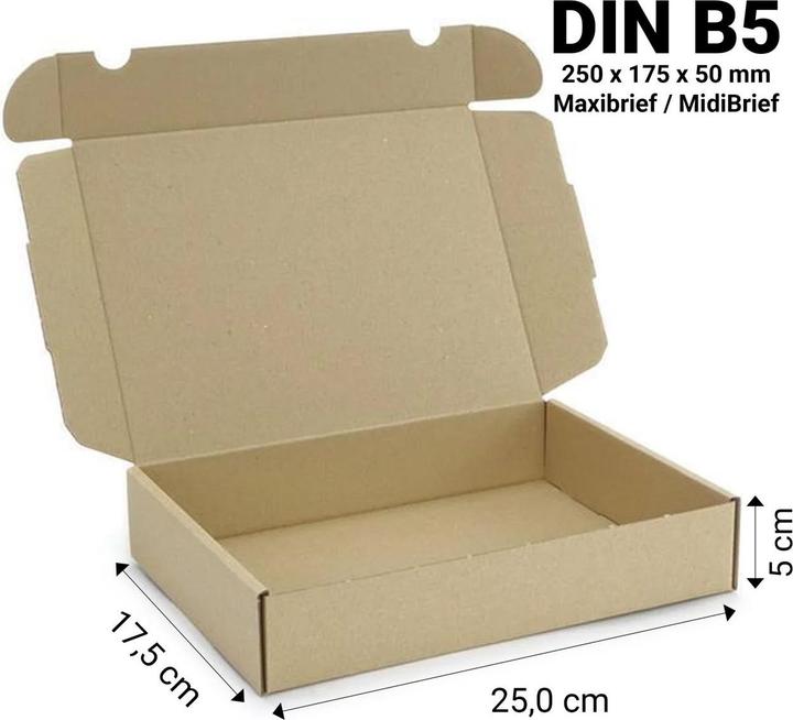 Audisana Midibrief Versandkarton DIN B5 250×175×50 mm braun – 1 Maxibrief (1 Stk.)