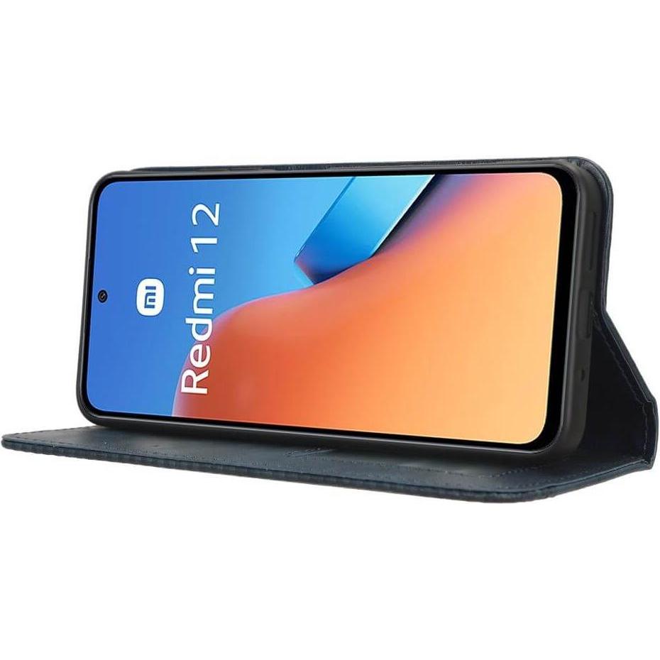 Thumbnail - Cover-Discount Xiaomi Redmi 12 - Vintage Flip Case Hülle blau (Xiaomi Redmi 12), Smartphone Hülle, Blau