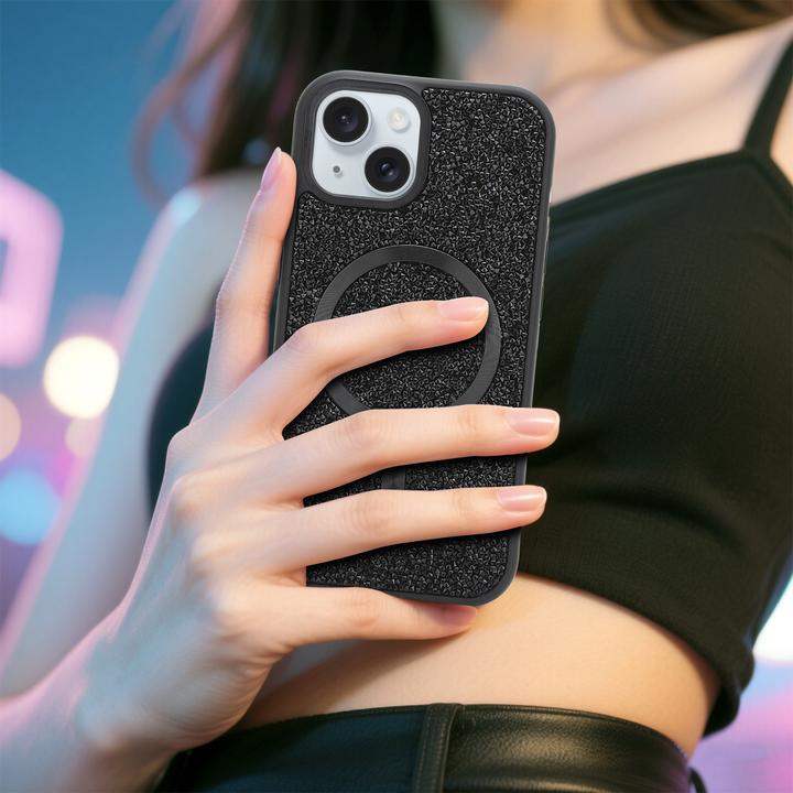 Produktbild Cadorabo iPhone 14 PLUS / 15 PLUS Hülle kompatibel mit MagSafe Glitzer Case (Apple iPhone 14 Plus, Meizu 15 Plus)