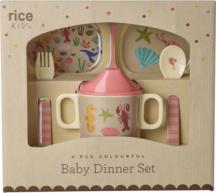 Image du produit Rice - Melamine Baby Dinner Set - Coral Ocean Print - 4 pcs