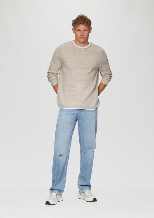 Produktbild s.Oliver Strickpullover Melierter Strickpullover mit Layering-Detail (XXL)