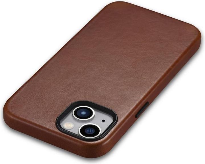 Actual product image iCarer Oil Wax Premium Leather Case iPhone 14 Plus Magnetic Leather Case with MagSafe Brown (WMI1422 (Apple iPhone 14 Plus)