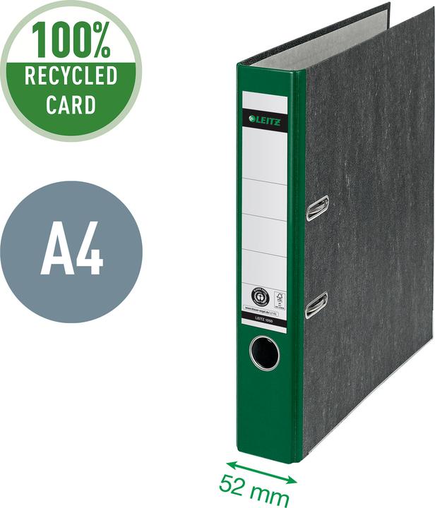 Produktbild Leitz Wolkenmarmor-Ordner, 180 Grad, DIN A4, 52 mm, grün farbiger Rücken, Einband aus Pappe, aussen m (A4, 52 mm, 1 Stk.)