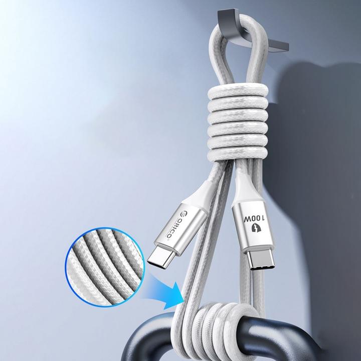 Actual product image Orico Cable CDX 100W 5A Power Delivery USB-C - USB-C 1m Cable - White (1 m, USB 2.0, 100 W)