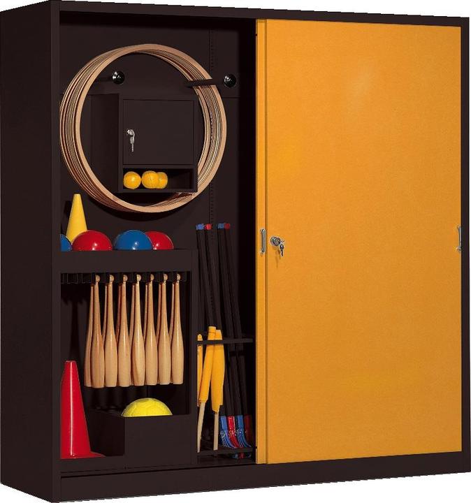 Actual product image C+P Sports equipment locker (HxWxD: 195x190x60 cm, with solid sheet metal sliding doors, type 5)